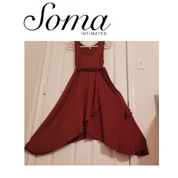 Soma Dresses & Skirts - Soma Dress Empire Top w/ scarf&asymmetric skirt-L